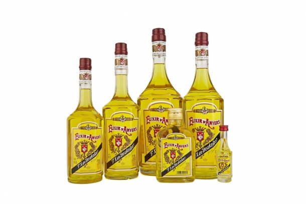 Photos of Elixir d'Anvers liquor bottles Antwerp liqueur