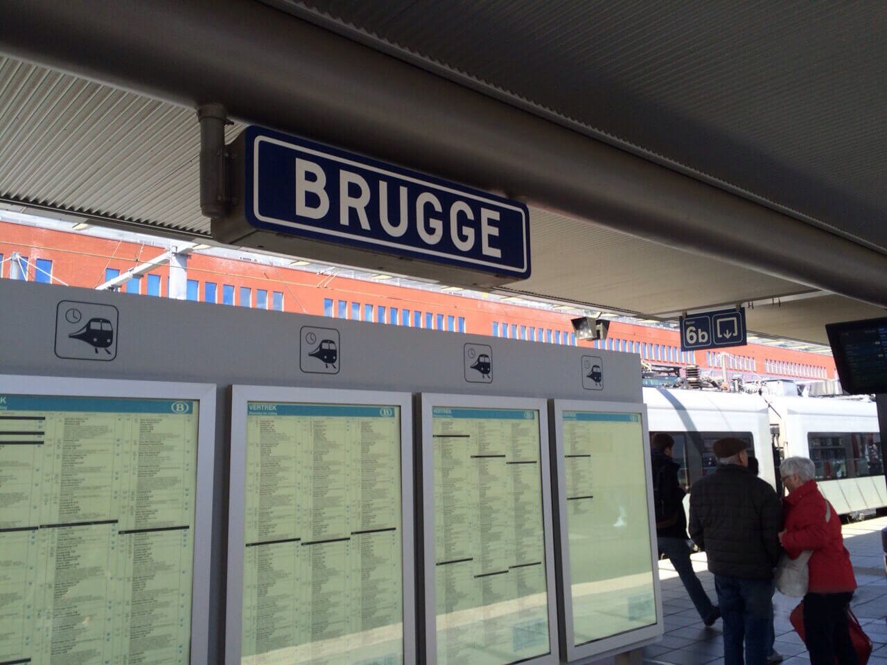 At the Bruges train station On the Bruges train station platform