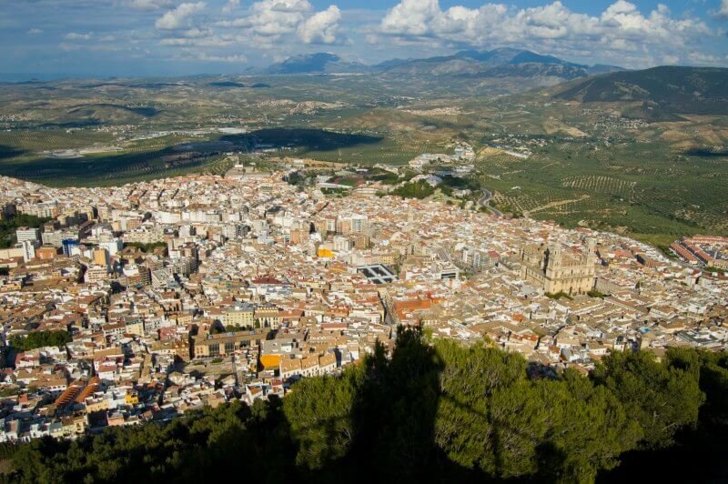 A view of the city of Jaén in Andalusia from above Top view of Jaen city