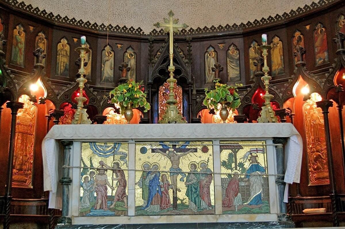 The photo shows the altar of Christ Church Cathedral Interior of an Anglican church