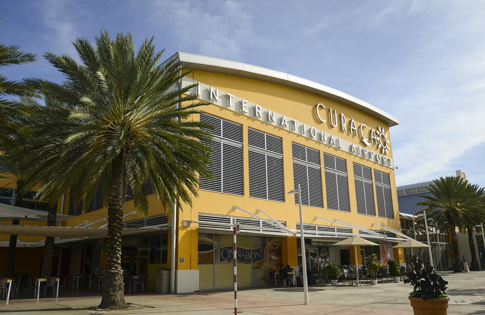 The photo shows the Curacao Airport building Curacao International Airport