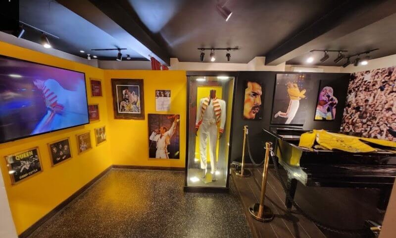 Photo of the inside of the Freddie Mercury Museum Exposition at the Freddie Mercury Museum in Stone Town, Zanzibar
