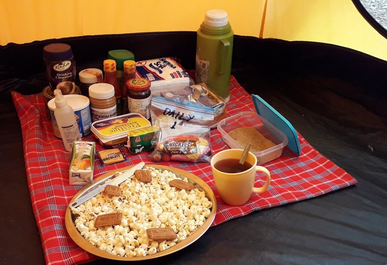 Photo of a breakfast during a climb on Kilimanjaro You'll need food