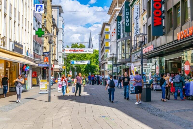 People on the street of Essen The main shopping street in Essen, Germany
