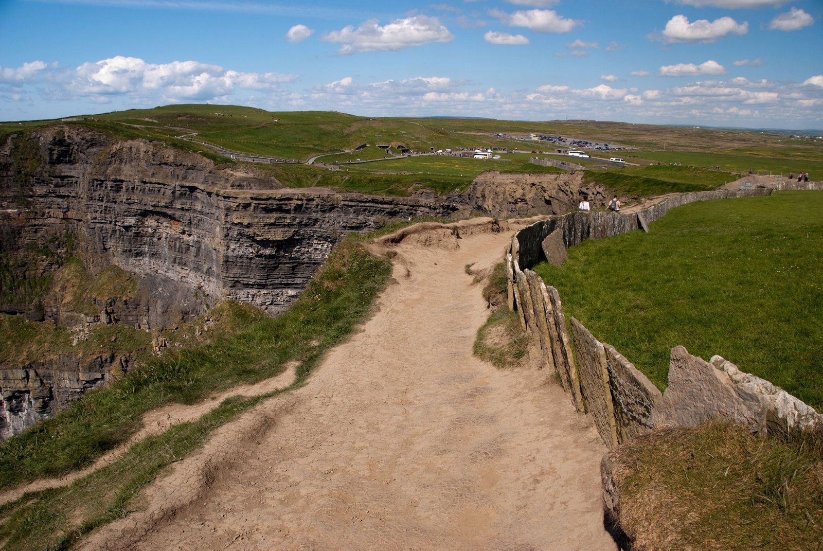 Hiking trail along the Moher Cliff Walk along the cliffs