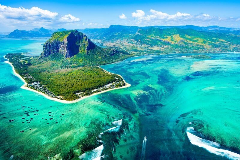 A landmark of Mauritius is an underwater waterfall off the coast of the island Underwater waterfall