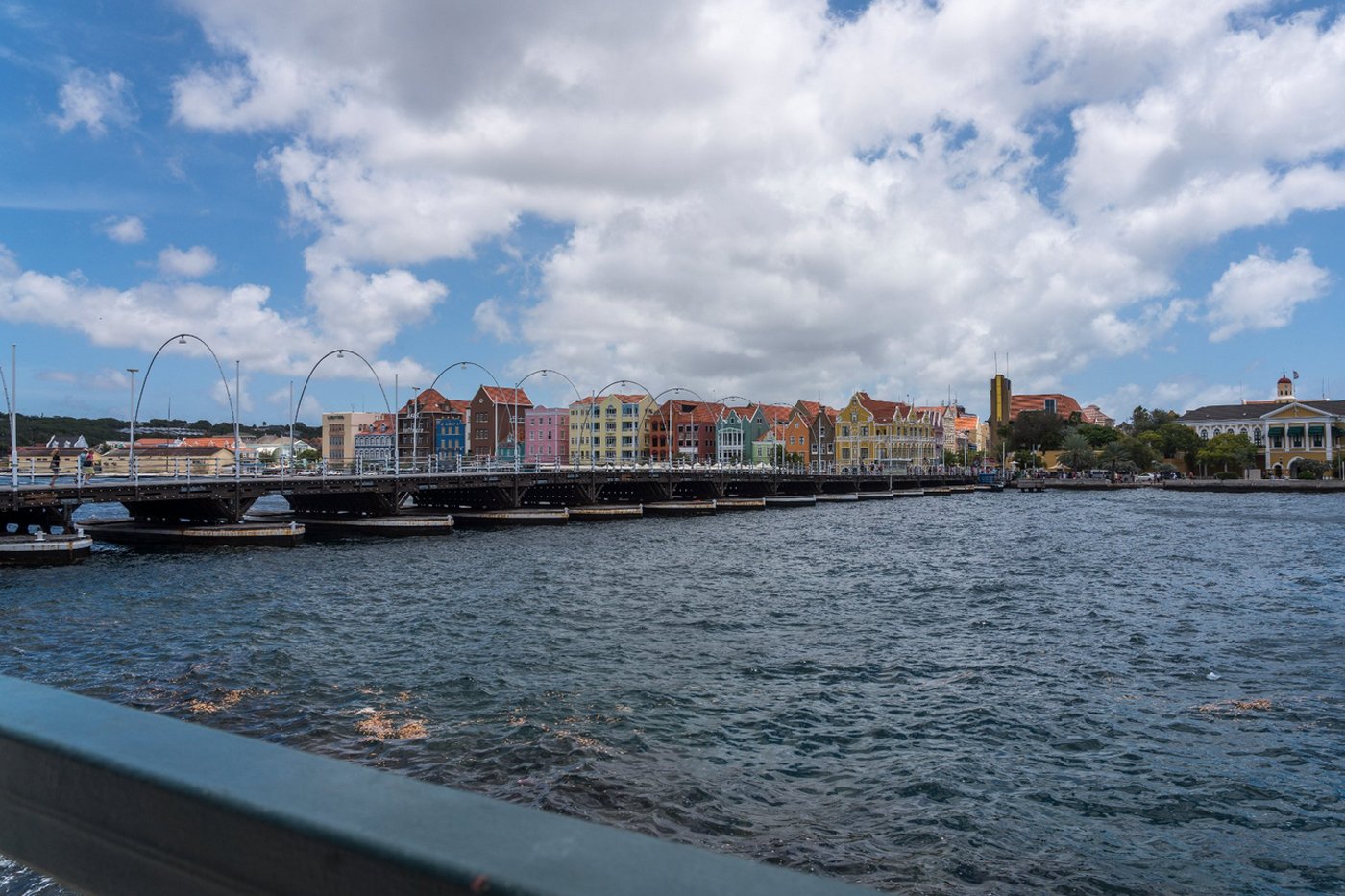 The photo shows the Queen Emma Pontoon Bridge Queen Emma Pontoon Bridge