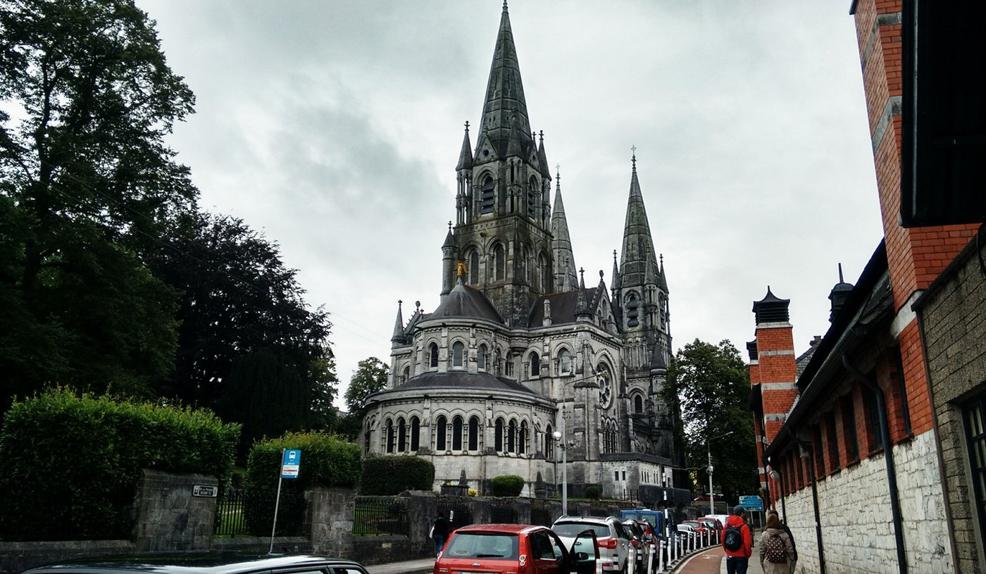 The photo shows St. Fin Barra's Cathedral in Cork St. Fin Barra Cathedral, Cork
