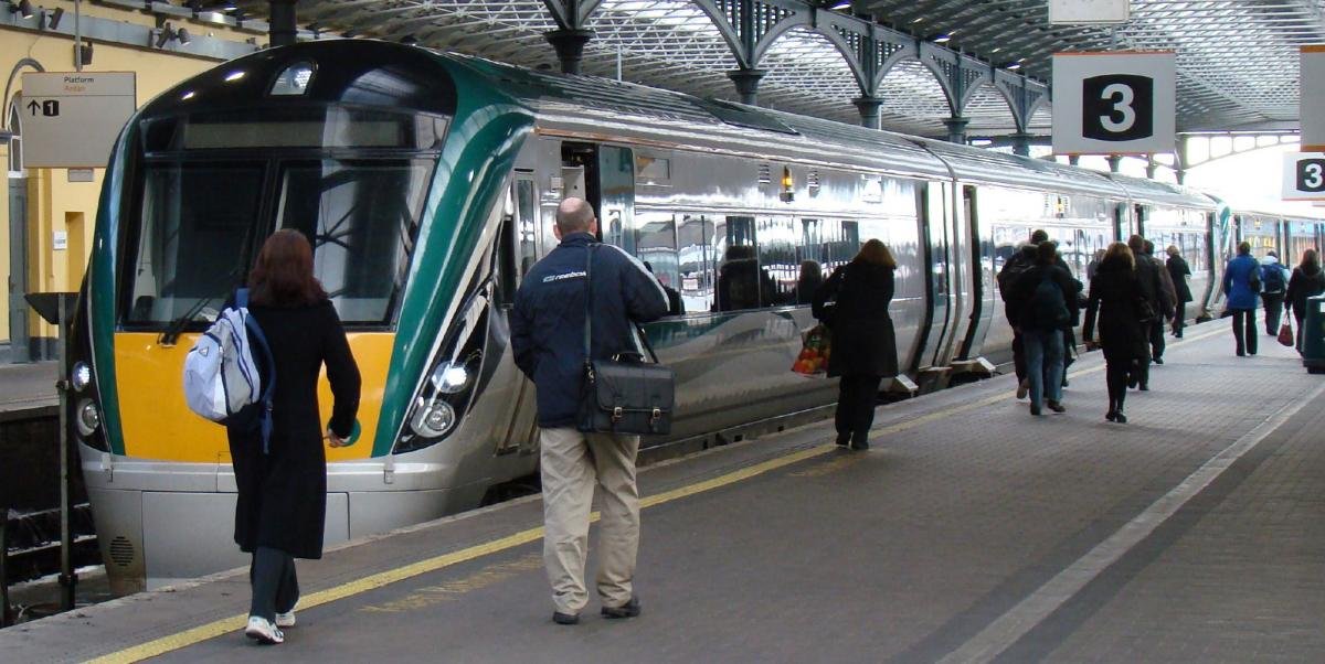 Train at Dublin Railway Station From Dublin to Limerick by train