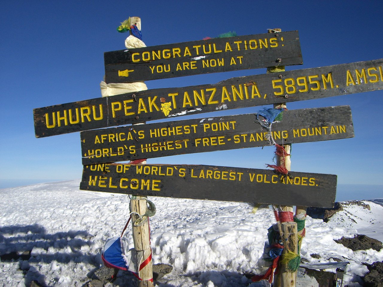 A plaque at the top of Mount Kilimanjaro The Summit of Mount Kilimanjaro