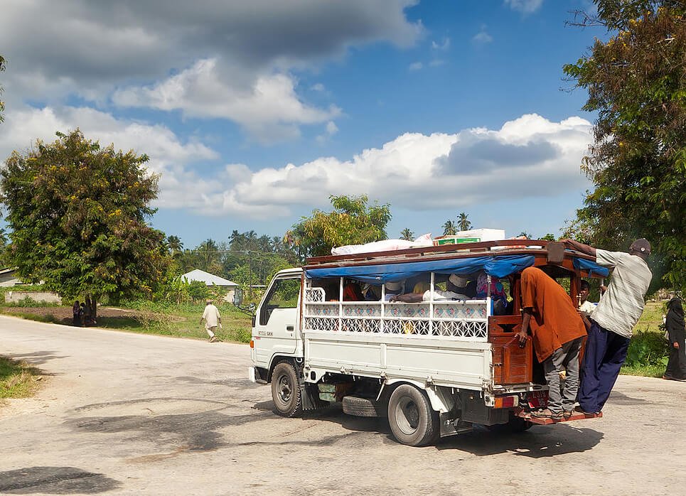 The photo shows a local Stone Town taxi, the Daladala Daladala is a minibus that serves as a taxi