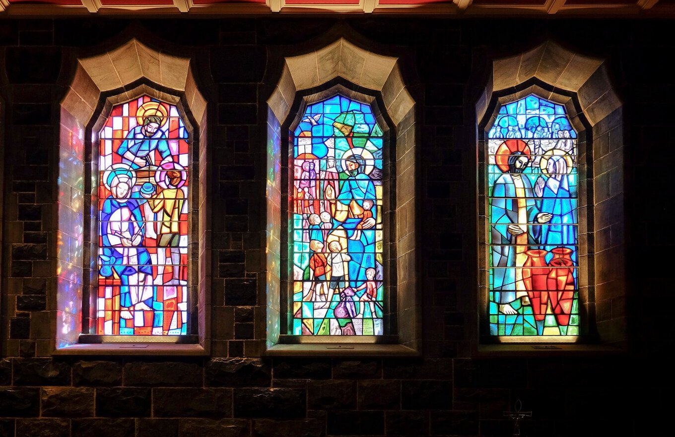 Stained glass windows in the cathedral