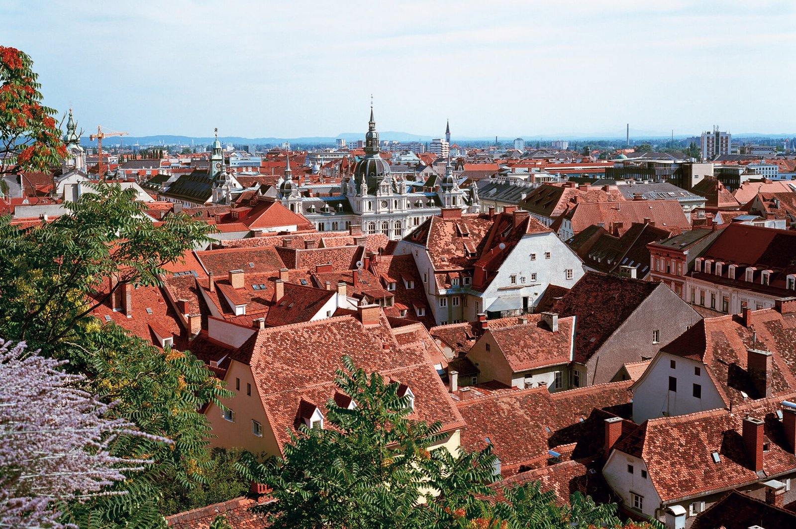 Houses with tiled roofs in Graz, Austria Tiled roofs