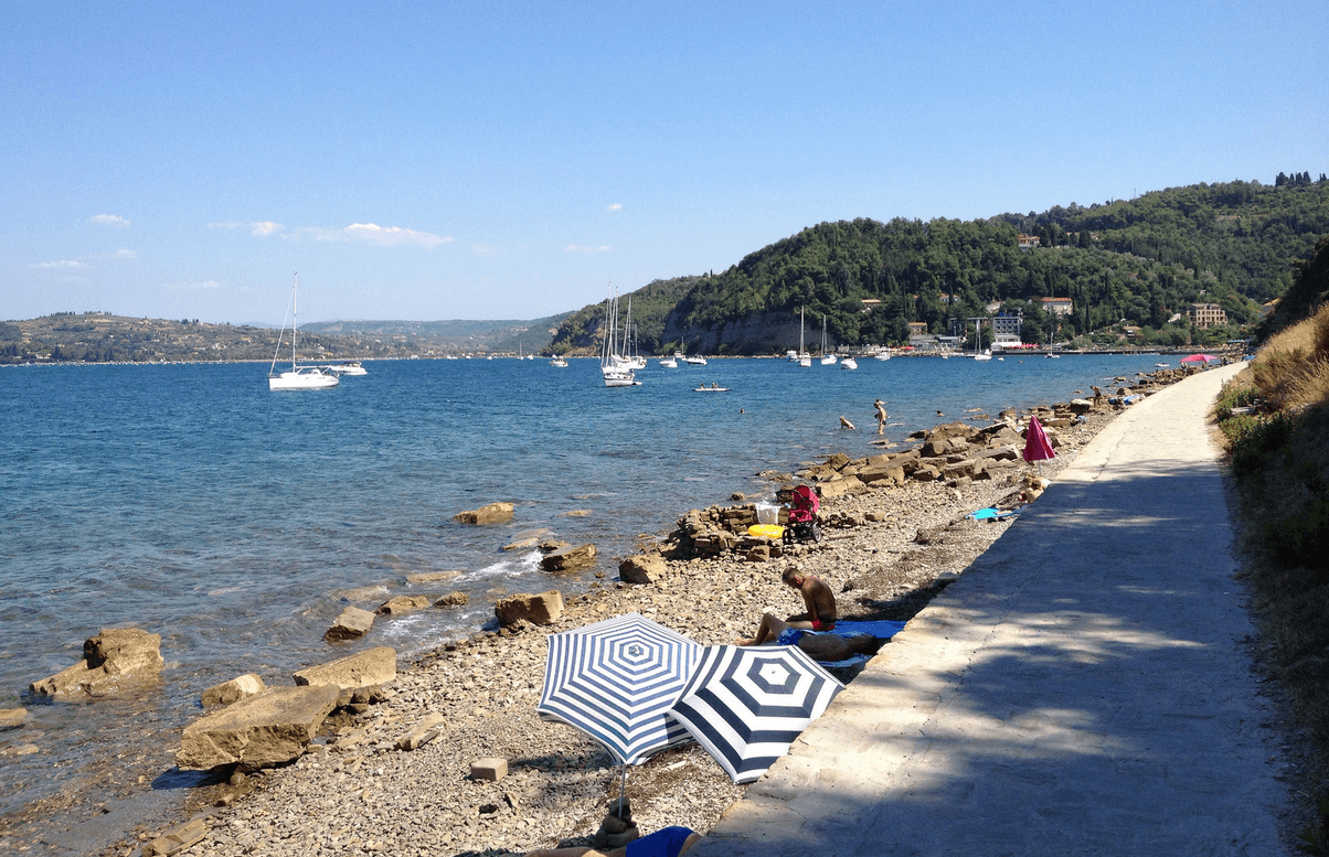 Photo of the beach in Piran, Slovenia Piran Beach, Slovenia