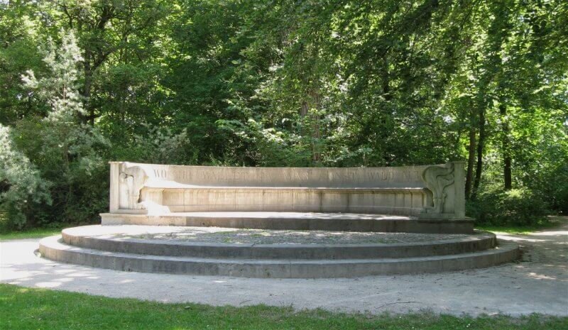 A stone bench in the English Garden in Munich Stone Bench