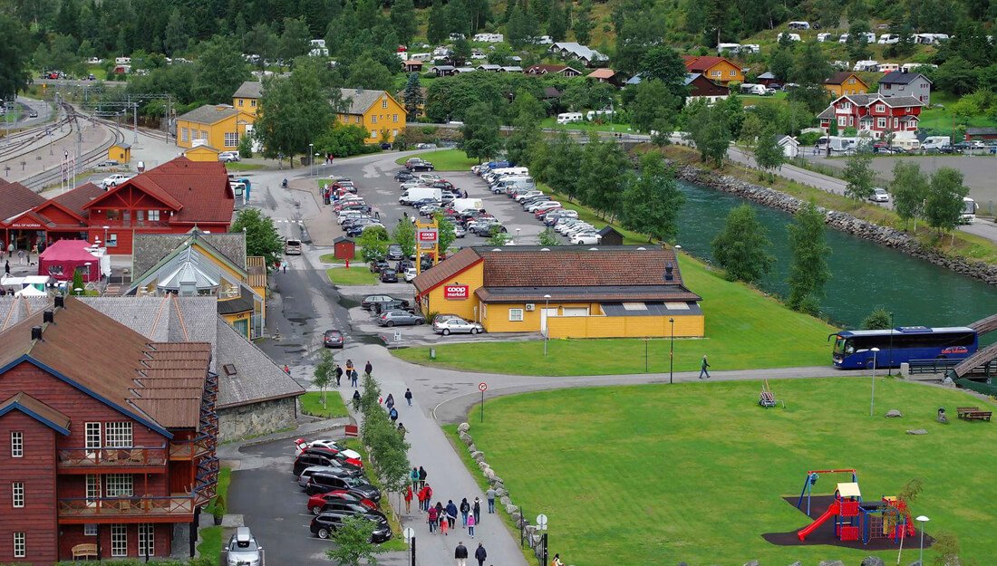 Top photo of the town of Flom View of the town of Flom