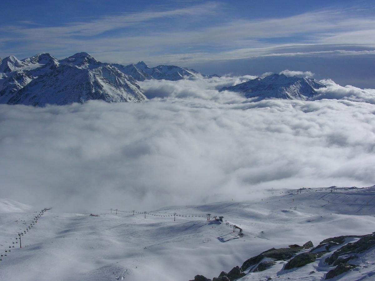 Mountains above the clouds in Sölden, Austria High cloud cover in Sölden
