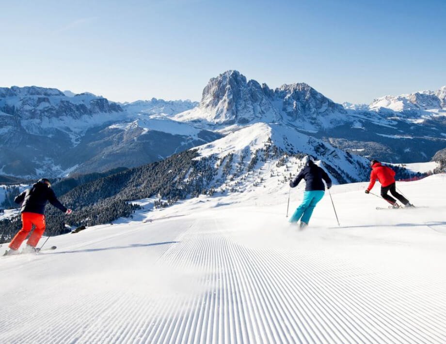 Val Gardena is a key region of Dolomiti Superski. Val Gardena ski slopes in winter