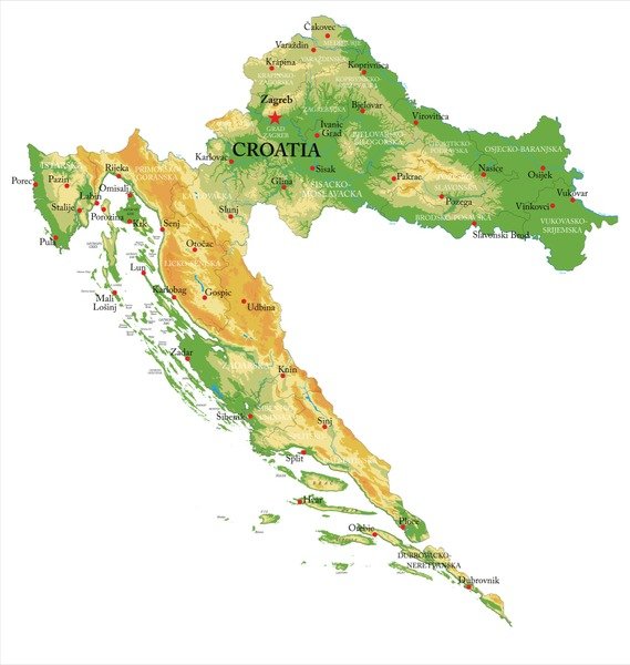 Dalmatia looks like a coastal belt on the map Dalmatia on the map